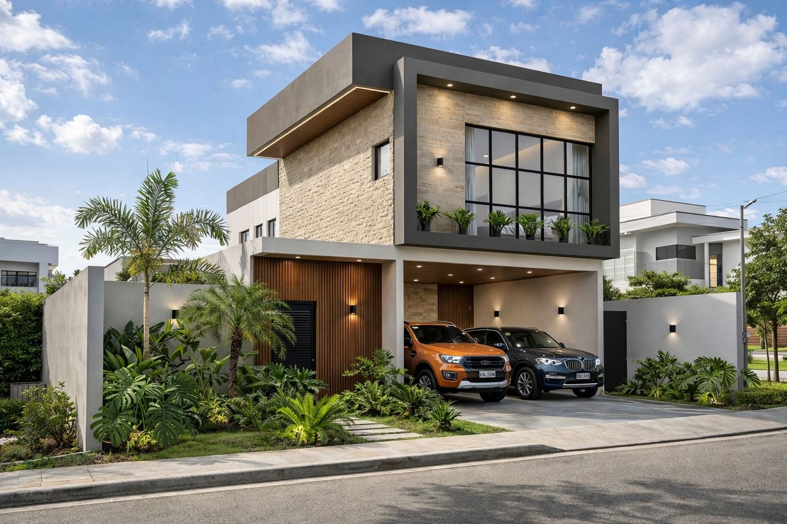 Perspectiva da Residência F&C, sobrado contemporâneo